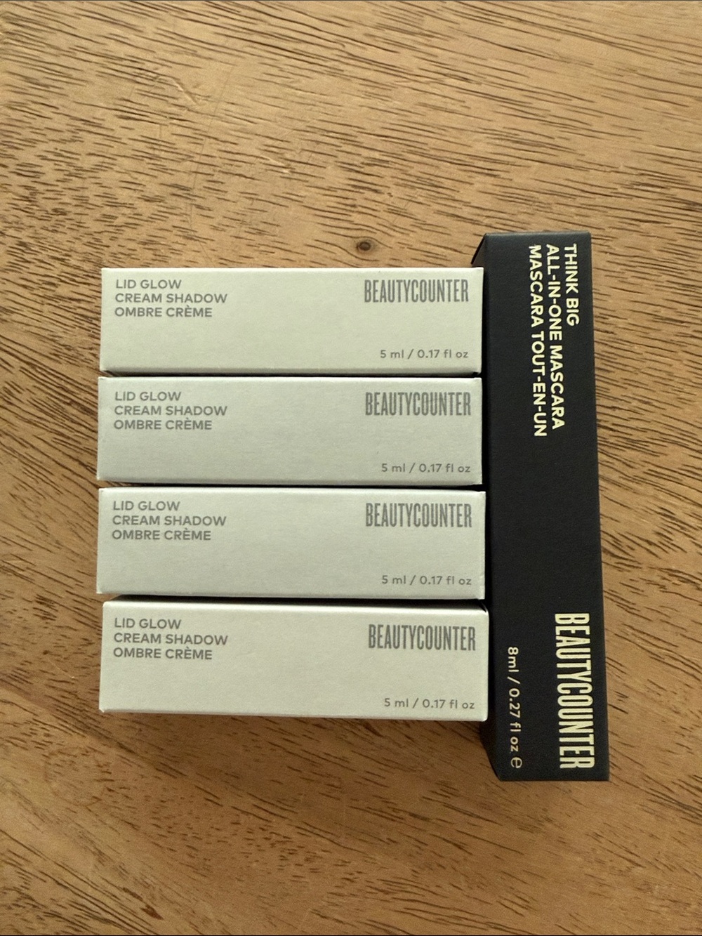 4 beautycounter Lid Glow Cream Shadow Set with Think Big Mascara